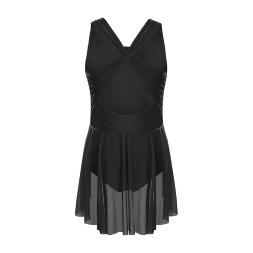 Girls Skating Dress Sleeveless Ballet Dance Leotard Dress Lyrical Modern Dress - Picture 42 of 220