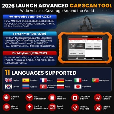 2026 LAUNCH X431 Elite 2.0 for Mercedes-Benz OBD2 Scanner Car