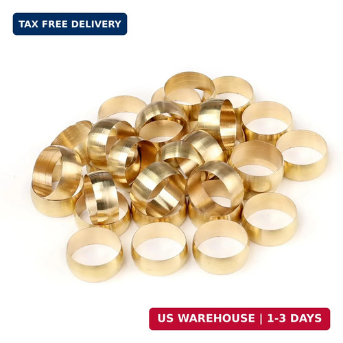 Brass Compression Fitting Ferrule Sleeve, 5/8" Tube OD (Pack of 30)