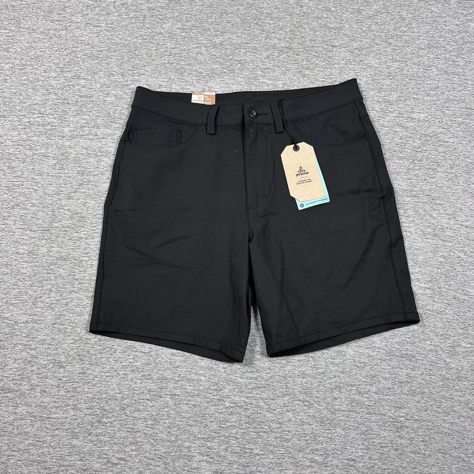Prana Shorts Mens Size 31 Black Decoder Performance Outdoor Hiking Travel