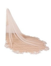 EllieWely 1 T Cathedral Length Floral Lace Appliques Wedding Bridal Veil F11