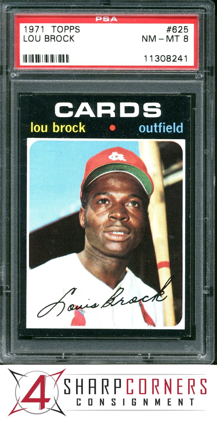 1971 TOPPS #625 LOU BROCK CARDINALS HOF PSA 8