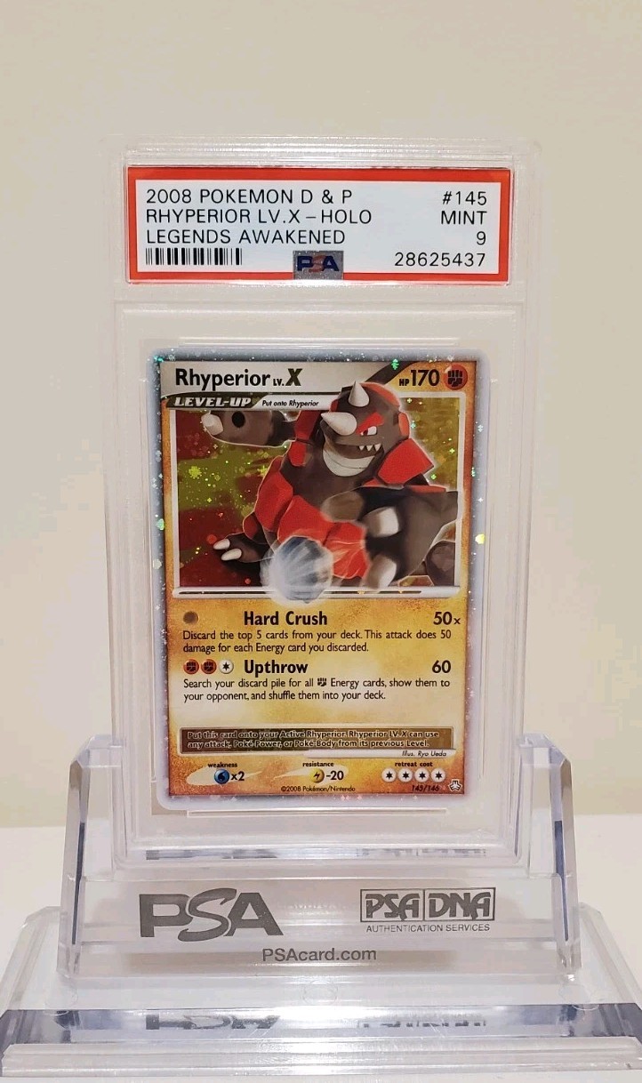 2008 POKEMON LEGENDS AWAKENED RHYPERIOR LV X #145 HOLO PSA 9 MINT