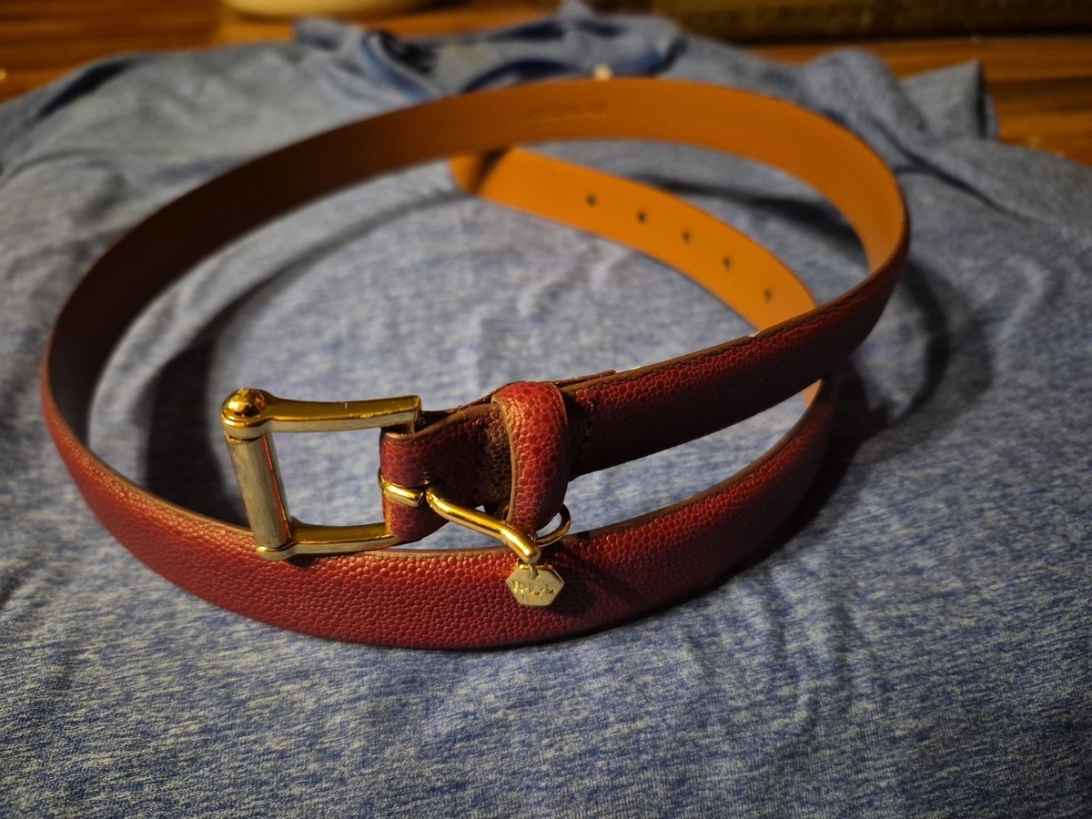 Ralph Lauren women\'s Charm Crosshatch Leather Belt Burgundy Red Size Small large_5a3d95d4-1c90-4726-a5b7-  main image 2