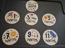 Baby Milestone Wooden Circles, Outer Space Theme