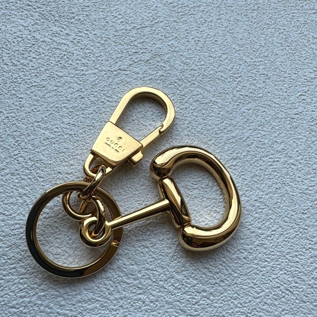 GUCCI Keyring Keychain Bag Charm Gold Horsebit Vintage 02621i thumbnail 8