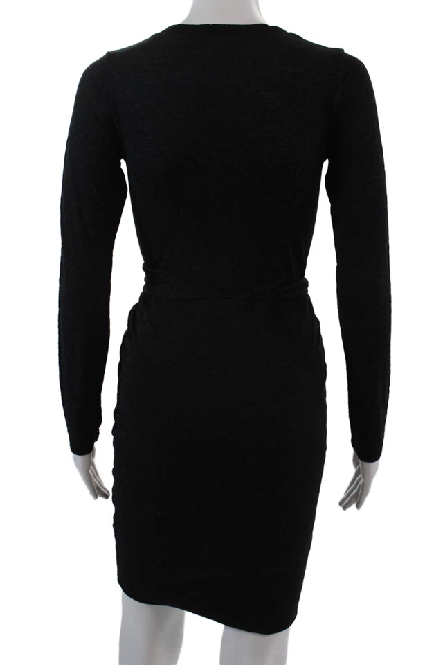 Monrow 女式棉质长袖圆领休闲毛衣连衣裙灰色 10 码 — 第 3/4 张图片