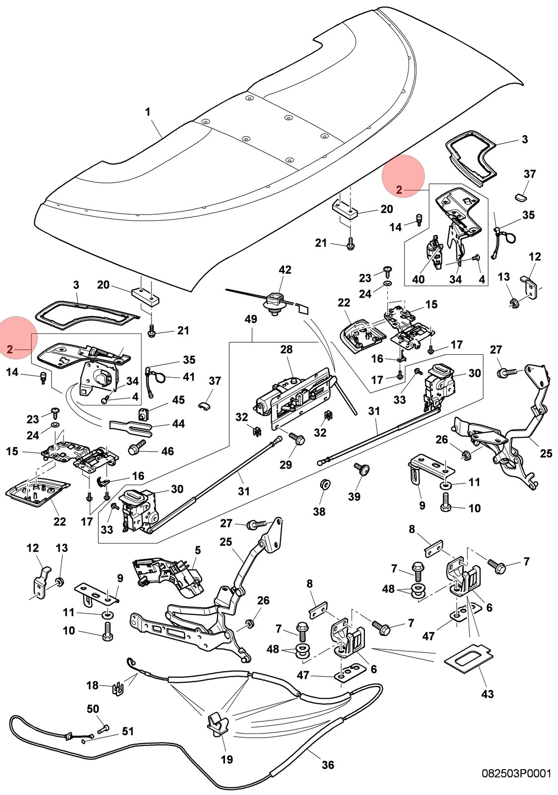 Bentley Continental GT Speed 2007-2011 Rear Right Folding roof mechanism P/N 3W7867035