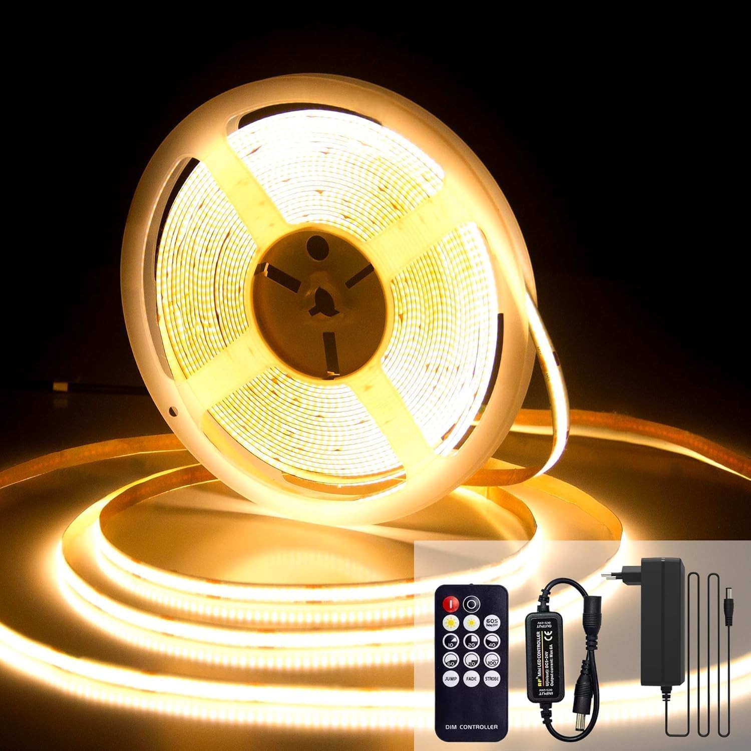 Ruban LED COB haute fidélité CRI92 lumière 2700K 10 mètres