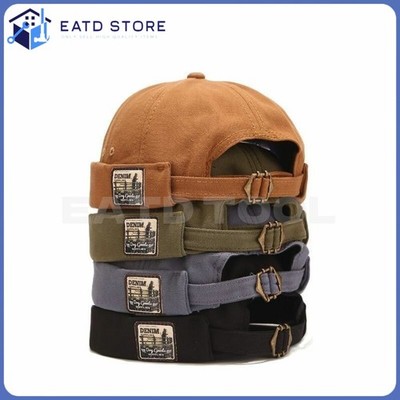 Hat Skullcap Sailor Rolled Cuff Retro Beanie Hats Adjust K1 Brimless Docker Cap