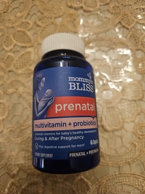 Mommy's Bliss Prenatal Multivitamin + Probiotic for Women w/ Folic Acid, 01/26