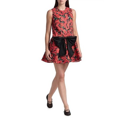 Kika Vargas Nellie Floral A-line Mini Dress in Red Poppy 0