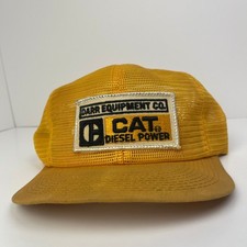 Vintage Darr Equipment CAT Diesel Power Trucker Hat Snapback Caterpillar Yellow