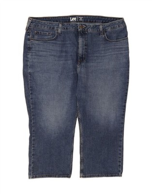 Lee Damen Mid Rise Regular Fit Capri Jeans US 22 3XL W44 L22 Blau Baumwolle DM15