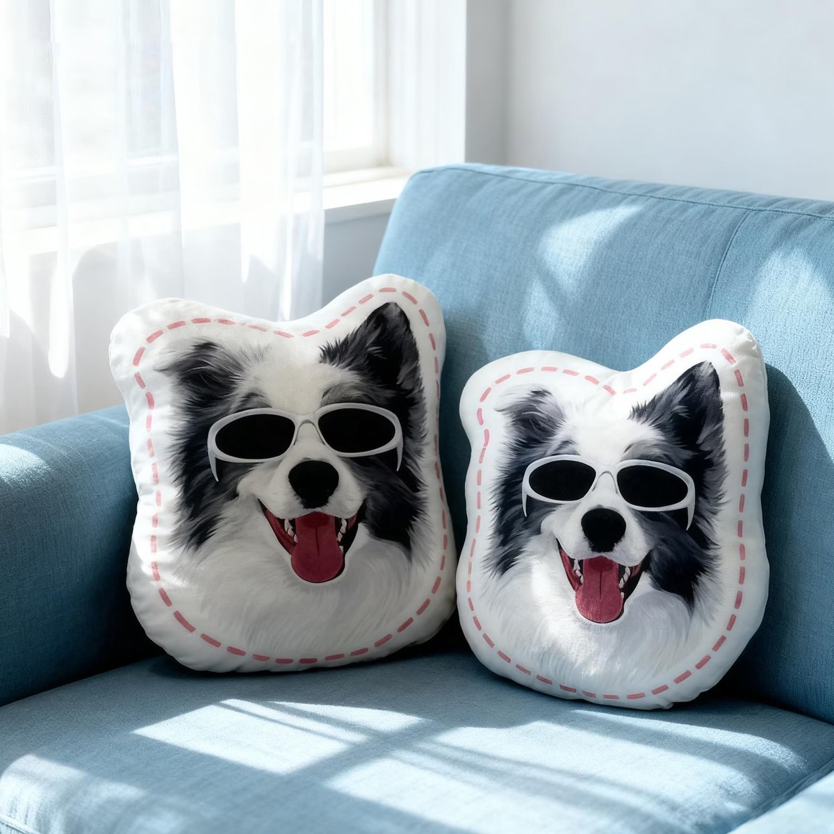 Custom Pet Portrait Plush Keepsake - Personalized Dog Cat Shaped Pillow Gift
