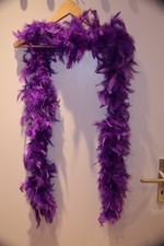 Vintage Genuine Feather Boa Purple Dyed 190cm Long *** Mardi Gras Carnival 80s