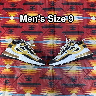 Nike Air Max 270 React ''Metallic Gold'' White Black Gold CW7298-100 Men's Sz 9