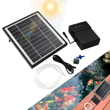 5W Solar Aerator for Pond 3 Modes with Battery & 2 Stones Air Pump Hydroponics