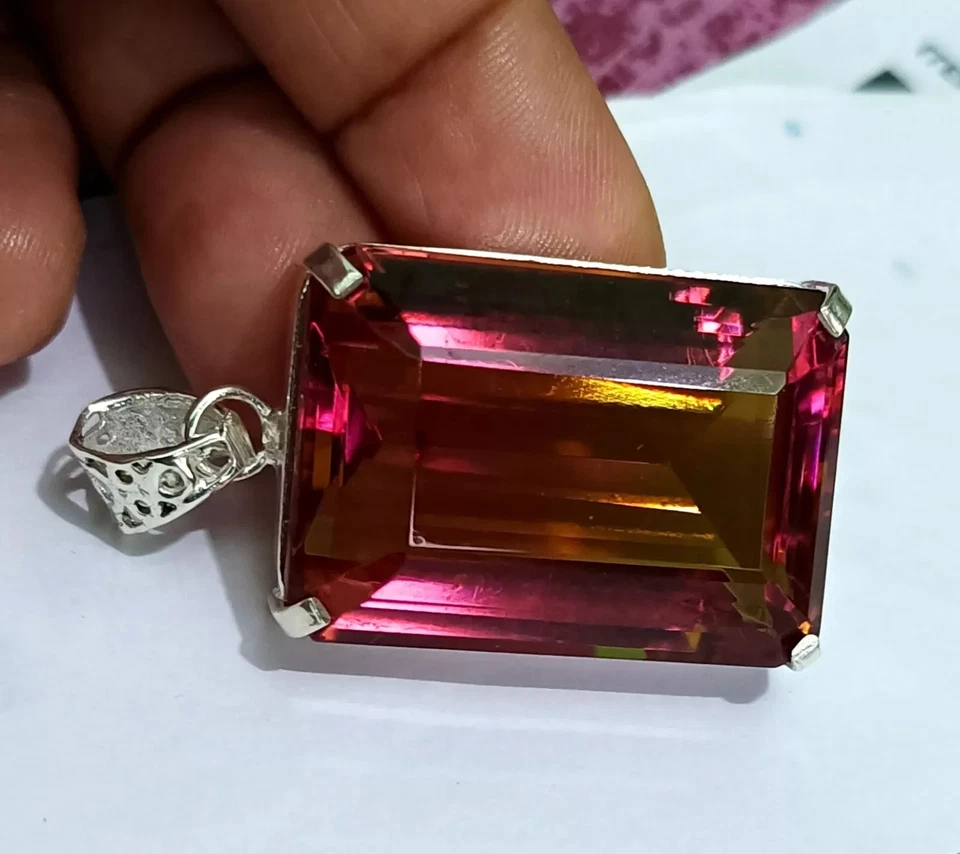 Colgante de plata maciza 925 de 90,30 quilates con piedras preciosas AG cambio de color alejandrita natural Foto 2 de 4