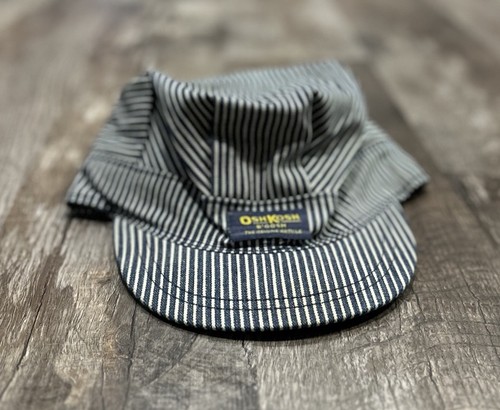 Vintage OshKosh B'Gosh Train Engineer Railroad Hat Hickory Stripe