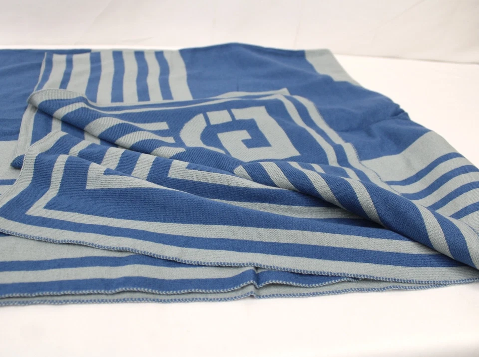 Soft Warm Cozy Knitted Wool Polyester Blend Knit Throw Blanket Blue Grey 51"x63" - Image 4 of 4