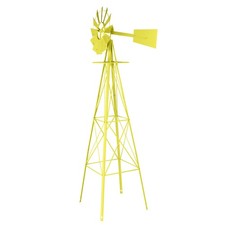8FT Weather Resistant Yard Garden Windmill Yellow