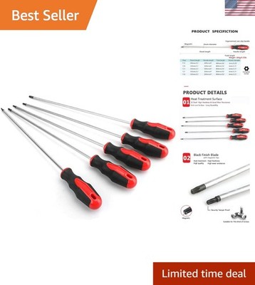 Extra Long Torx Screwdriver Set, 5 pcs T15-T30 Magnetic Screwdrivers Shank Le...