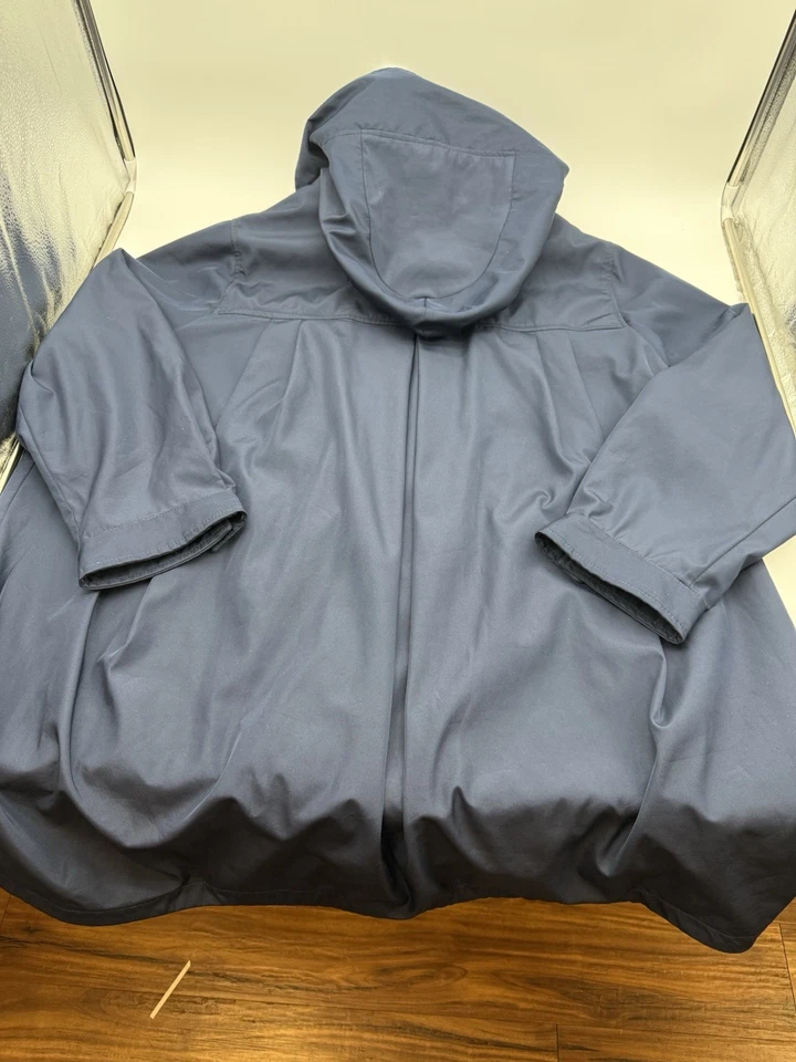 Jessica London Women’s Plus Size 24 Navy Hooded A-Line Swing Rain Jacket Coat - Image 3 of 4