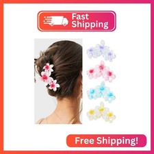 Amariver 4PCS Flower Hair Claw Clips - Non-Slip Glitter Claws for Thick or Thin