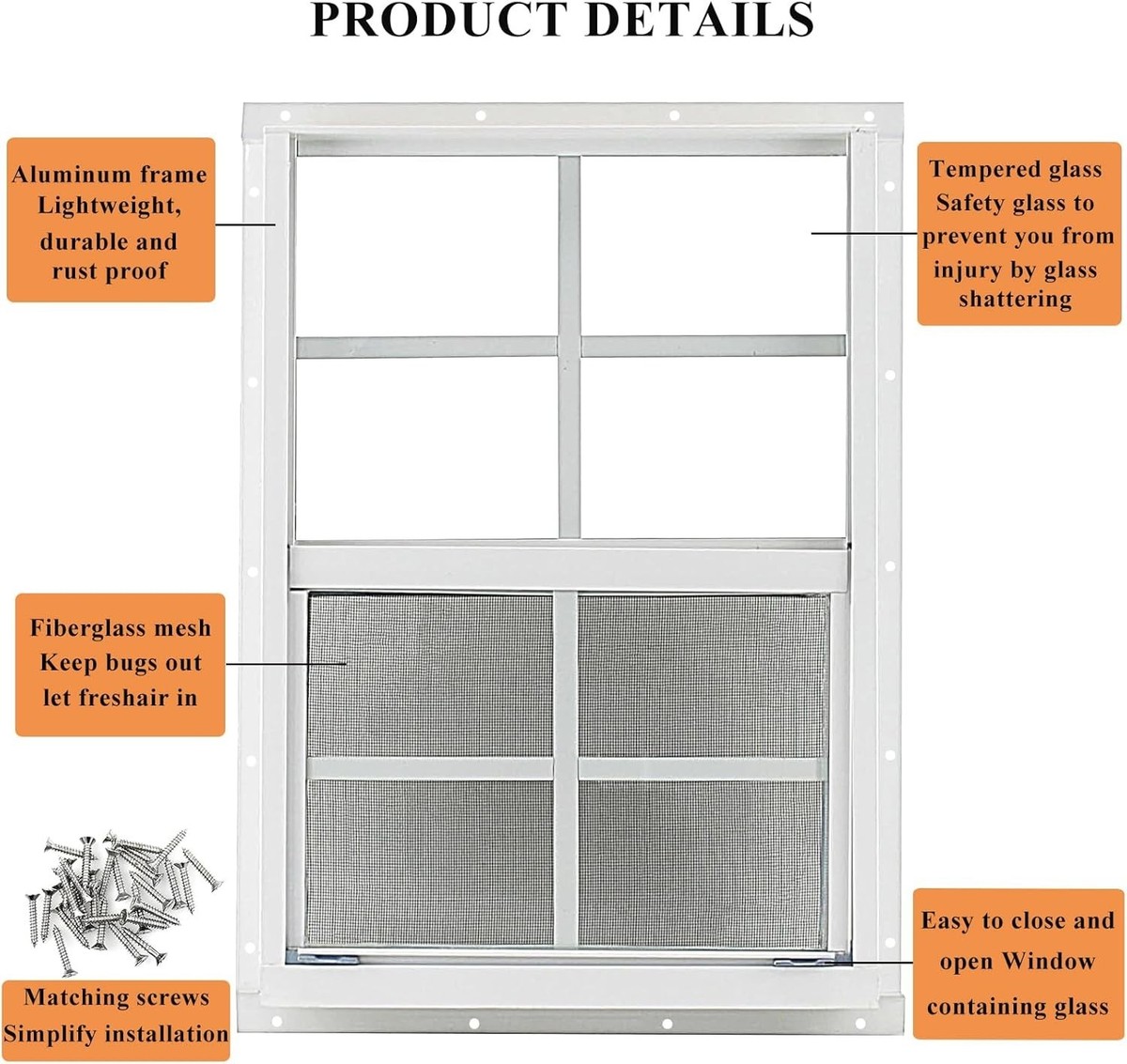 14 x 21 Shed Window with Tempered Glass, 2 Pack Flush Mount Windows for Sheds, Chicken Coops, Garage and Playhouse (White 14 x 21 Shed Window with Tempered Glass, 2 Pack Flush Mount Windows for Sheds, Chicken Coops, Garage and Playhouse (White