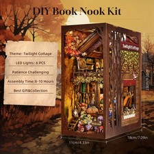 Twilight Cottage DIY Book Nook Kit 3D Wooden Puzzle Bookshelf Decor Cottagecore