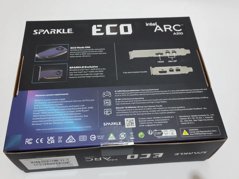 NEW SPARKLE ECO Arc A310 4GB GDDR6 PCI Express 4.0 ITX Video Graphics Card GPU - Image 2 of 4