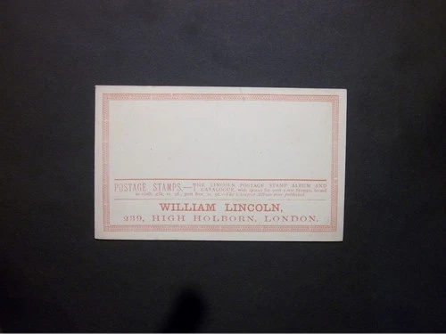 GB Stamp Dealer Stationery QV 1/2d brown 'WILLIAM LINCOLN' Postcard H&B CP4