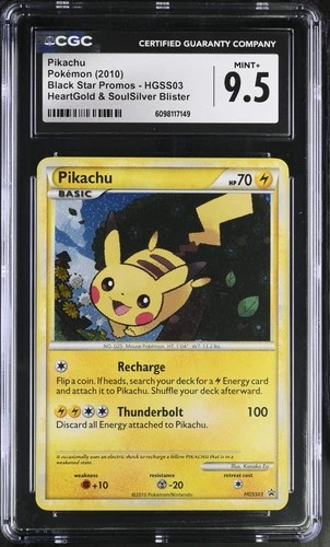 CGC 9.5 MINT+ Pikachu 2010 Black Star Promos HGSS03 Holo Pokemon Card