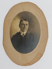 Edwardian Era Mounted Photograph Portrait of a Man Oval Vignette