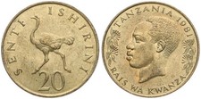 Tanzania - 20 Senti 1966-1984 Nickel-Brass - Various Years