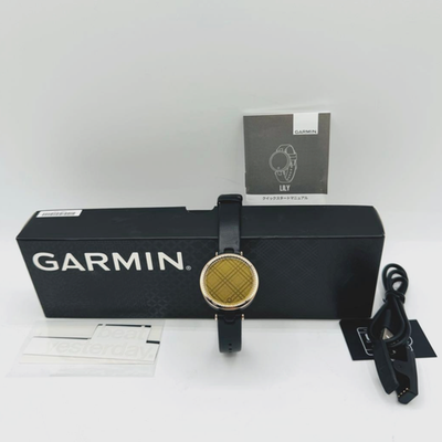 Garmin Lily Classic Fitness Smartwatch Black Leather Cream Gold