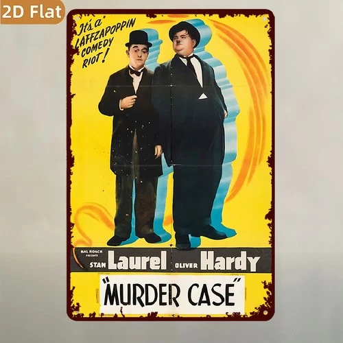 Tin Metal Signs Home Décor 8x12 Inch Laurel & Hardy Comedy Film Poster Vintage W