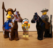 Lego Western Figuren 2x Indianer und 1x Sherrif mit 2 Pferden