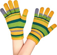 Striped Orange and Green Knit Gloves Movie Cosplay Halloween One Size,