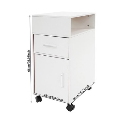 2-Drawers Wooden Filing Cabinet Bedside Table Storage W/wheels,Density Board
