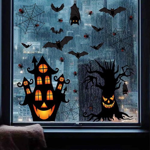 4 Halloween Haunted House Bat Window Stickers Halloween Party Home _r1 - Bild 2 von 8