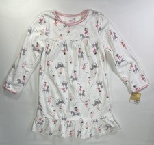 Carters Pajamas Girls 6/7 M White Long Sleeve Fleece Sleepwear Ballerina Horse