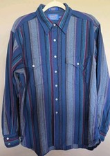 Pendelton Wool High Grade Western Wear Striped Long Sleeve Shirt Men's Large ??
