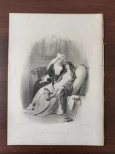 ANTIQUE ORIGINAL B/W ENGRAVING-FINDEN'S TABLEAUX-THE SISTER OF CHARITY-1846