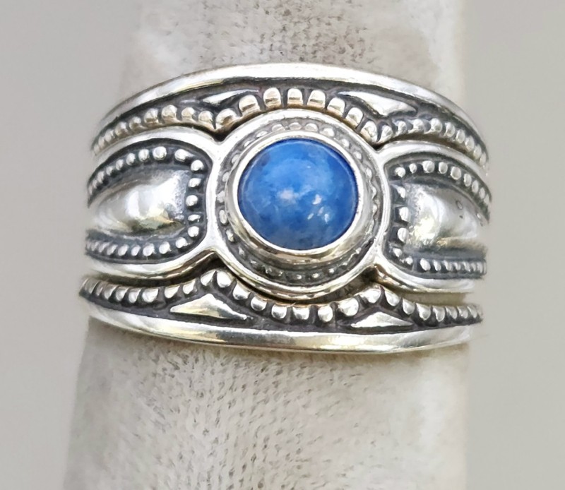 Sterling Silver Lapis Lazuli Stackable Ring Set Size 9