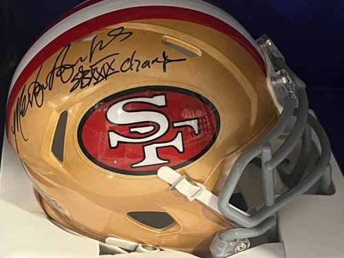 MERTON HANKS SAN FRANCISCO 49ERS SB XXIX CHAMPS PSA AUTH SIGNED TB  MINI HELMET