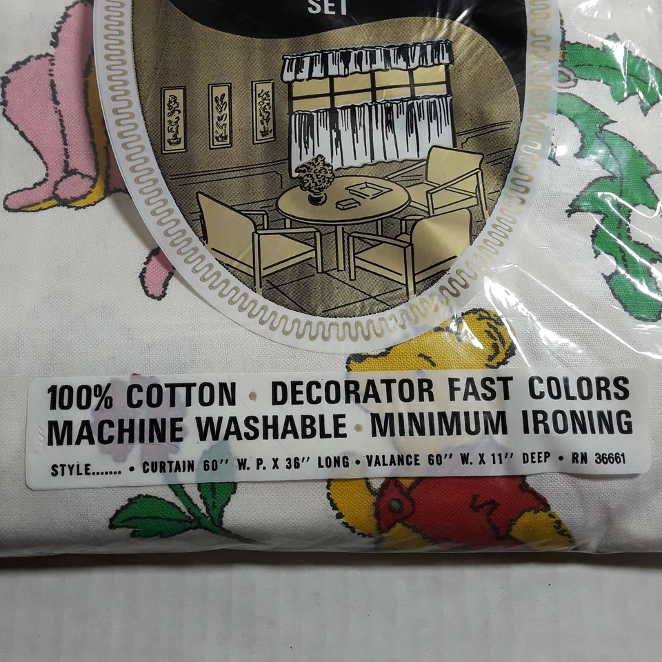 Juego de 3 cortinas de ventana de lechón miel oso nuevo de colección cenefa habitación infantil bebé Foto 2 de 4