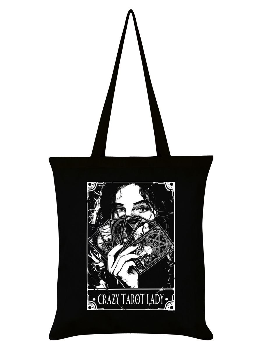 Deadly Tarot Tote Bag Crazy Tarot Lady Black