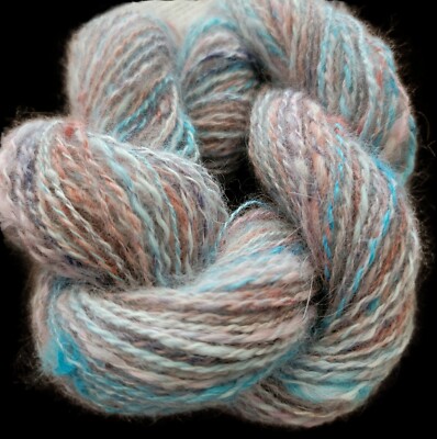 Handspun Angora Rabbit Yarn from Handpainted Fiber Sport Weight 100 Yards 22 Gr